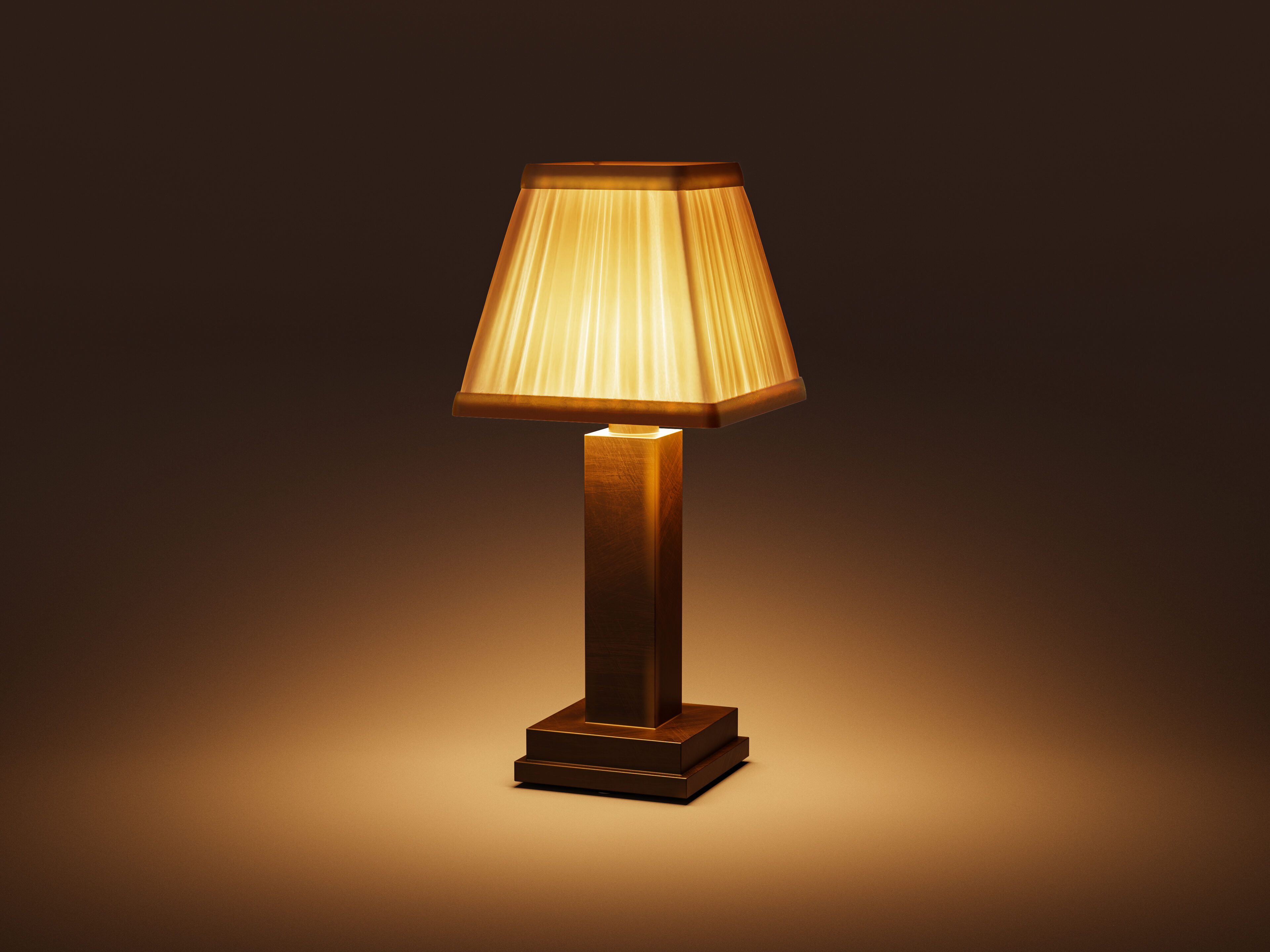 Albert Aged Brass Pleated Silk Shade Studio Night